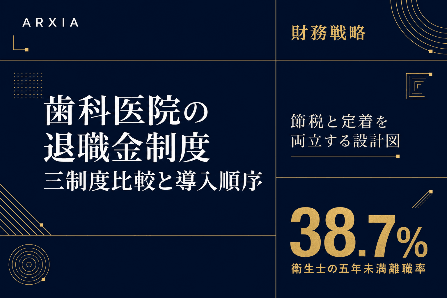 財務戦略|歯科医院の退職金制度 三制度比較と導入順序