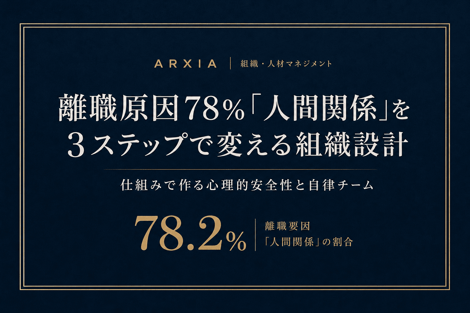 組織・人材マネジメント|離職原因78%「人間関係」を3ステップで変える組織設計